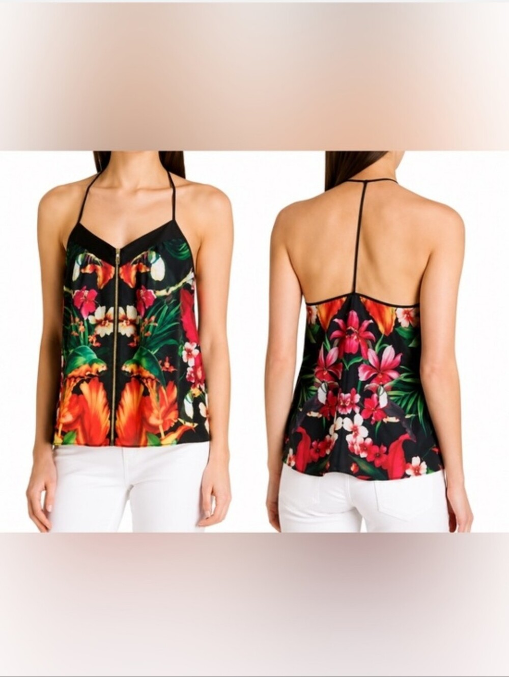 Ted Baker Floral / Parrot Print Cami / Tank Top